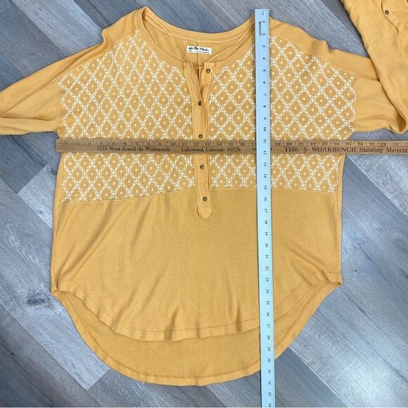 Free People Free Spirt Embroidered Knit Henley Top Peach Fuzz XS - Picture 14 of 14